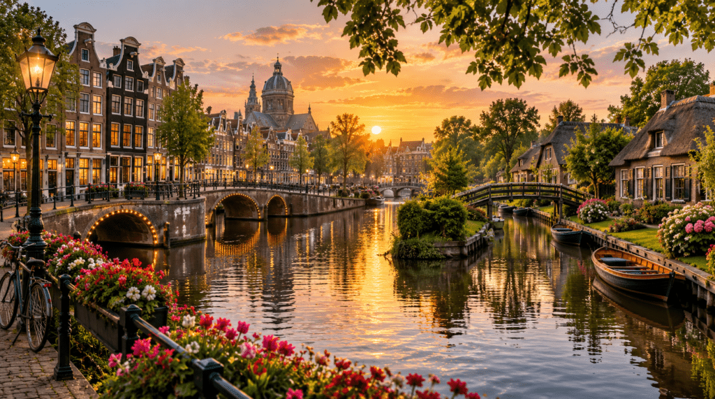 Amsterdam dhe Giethoorn – kanale, shtëpi historike dhe peizazh holandez